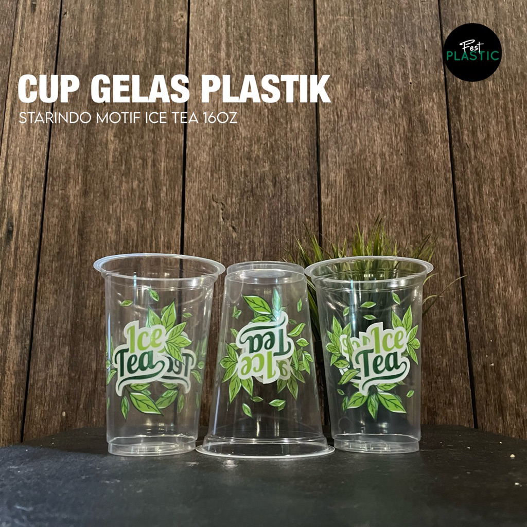 Cup Plastik Starindo Motif Ice Tea 16oz