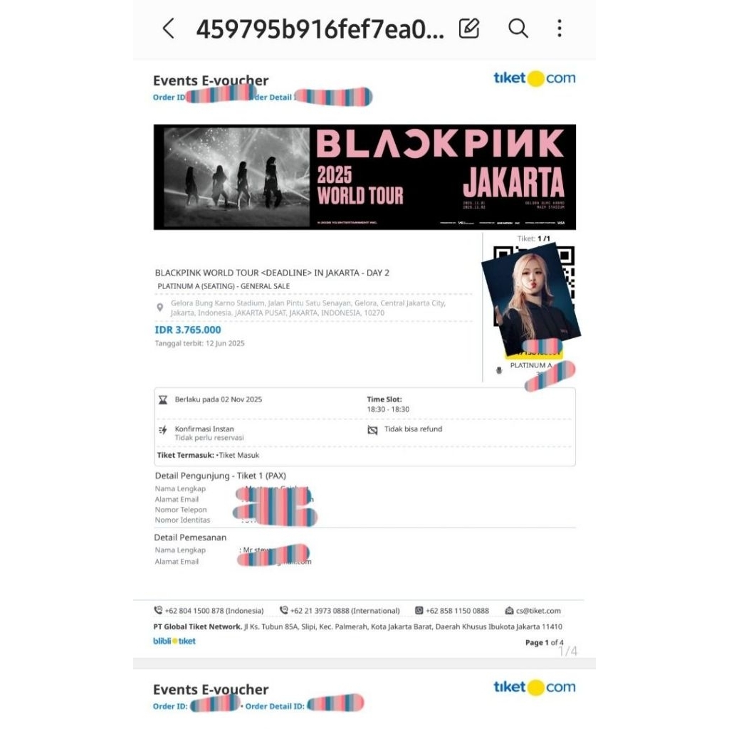 Tiket BLACKPINK WORLD TOUR Jakarta (Platinum A)