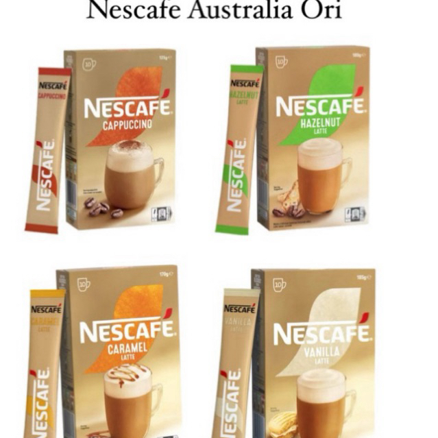 

NESCAFE Australia Ori ECER SACHET hand carry - Nescafe caramel latte Hazelnut Capucino Vanila latte