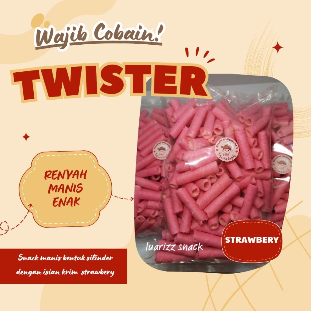 

250 gr Twister / Astor Mini Kiloan Strawbery Coklat Vanila