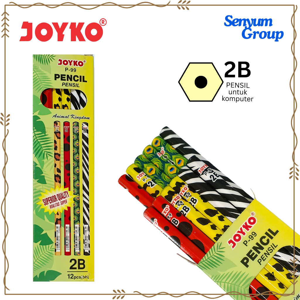 

Pensil 2B JOYKO P-99 corak animal 1Lusin (Isi 12 pcs)murah /perlengkapan sekolah anak/ATK