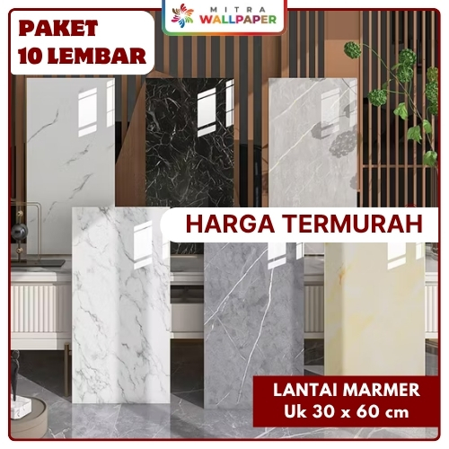 Wallpaper Dinding Granit Lantai Marmer Vinil Tempel Stiker Vinyl Marbel Tahan Air Paket 10 Lembar
