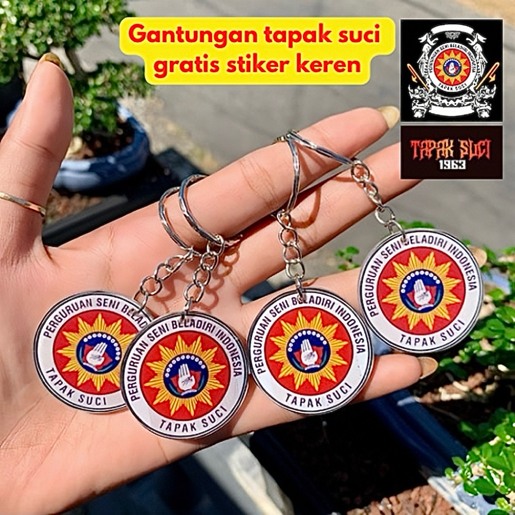(GRATIS STIKER) GANTUNGAN KUNCI TAPAK SUCI GAMBAR 2 SISI AKRILIK