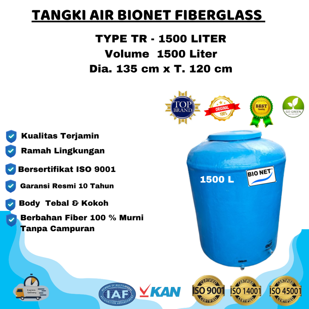 TOREN AIR, TANGKI AIR, TANDON BIONET 1500 LITER