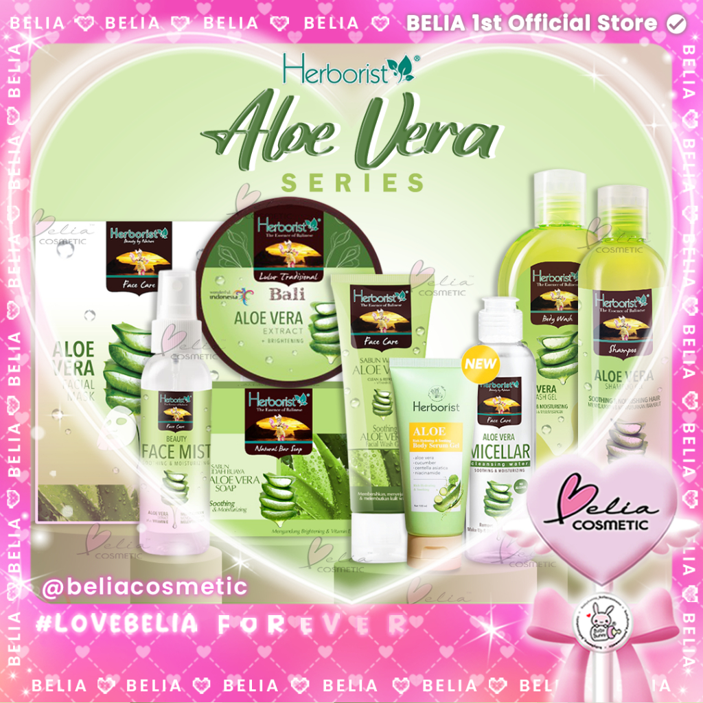 [ BELIA ] Herborist Aloe Vera Series | Gel 98% | Facial Wash | Face Mist Care | Moisturizer | Lulur 