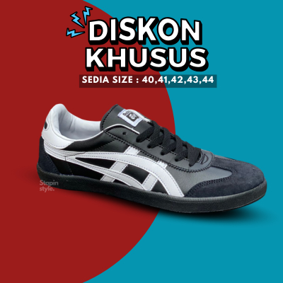 (BISA COD) Sepatu Sneakers Pria Wanita Onitsuka Tokuten Tiger Hitam Putih - Sepatu Sekolah Hitam