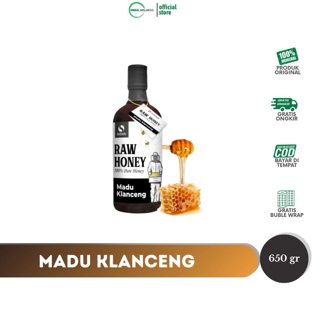 

MADU LEBAH KLANCENG MURNI 650GRAM | asli 100% langsung dari peternakan | rasa khas alami bukan seperti sirup | tekstur kental, tidak encer | bisa COD | cocok untuk stamina, lambung, dan imunitas