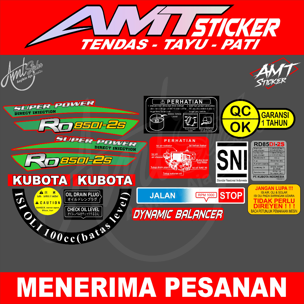 Stiker kubota RD 85DI-2s - Stiker Kubota - Stiker Traktor (isi sesuai gambar)