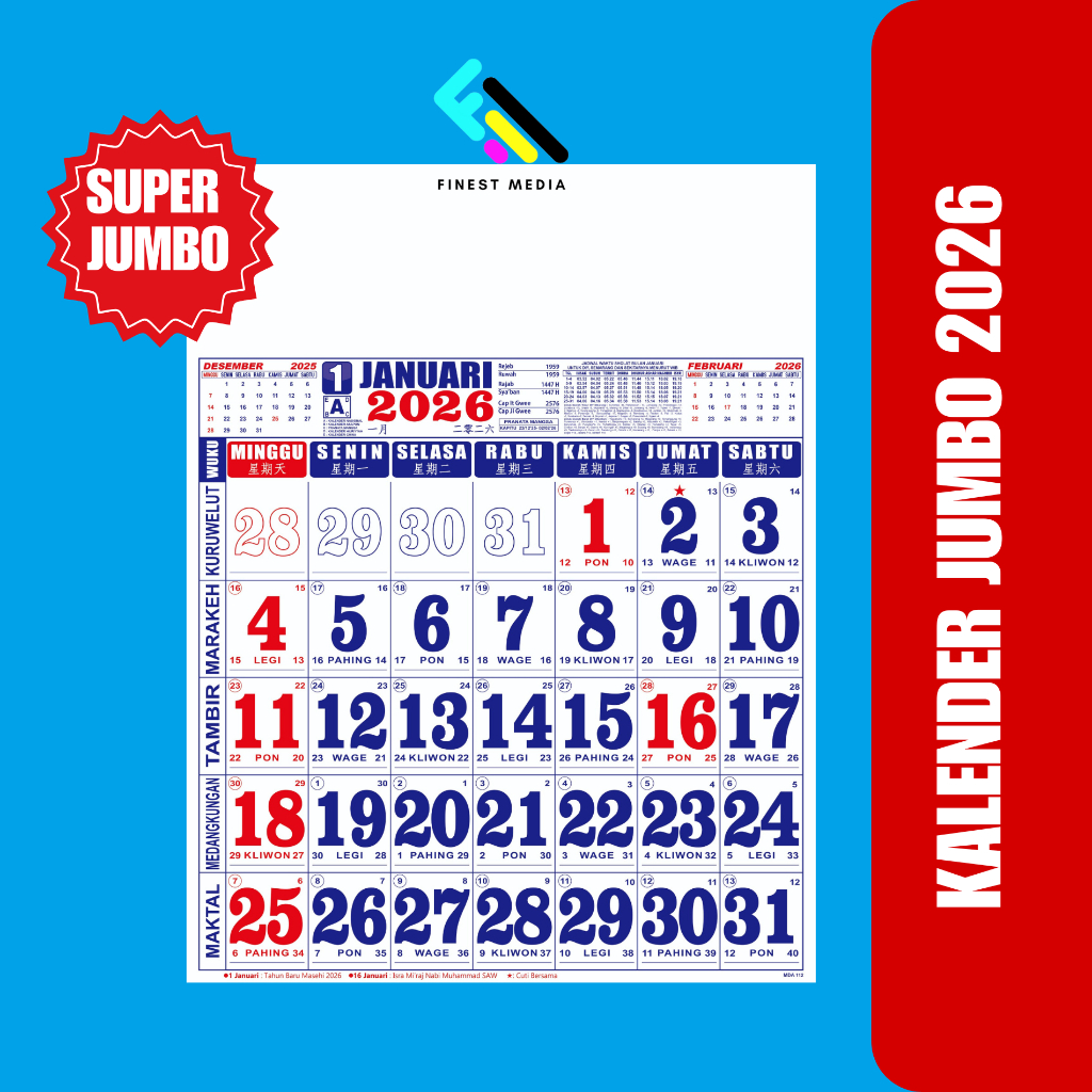 

KALENDER KERJA 2026 JUMBO - KALENDER DINDING 2026 JUMBO BEST SELLER