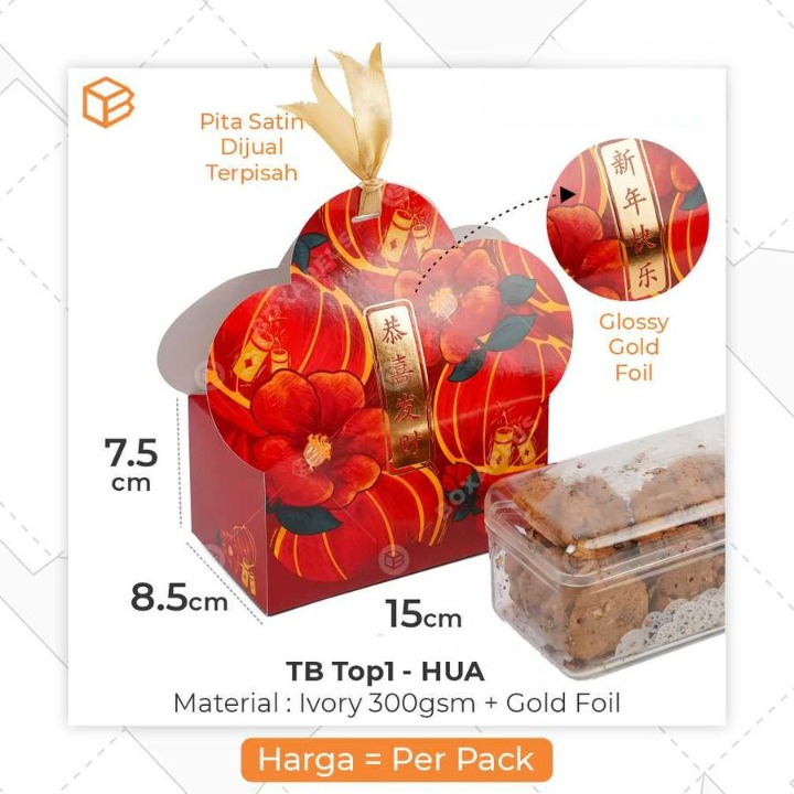

Packaging Hampers CNY Box Toples Persegi Panjang 350gr Kue Kering Imlek | TB Hua - Hua 1