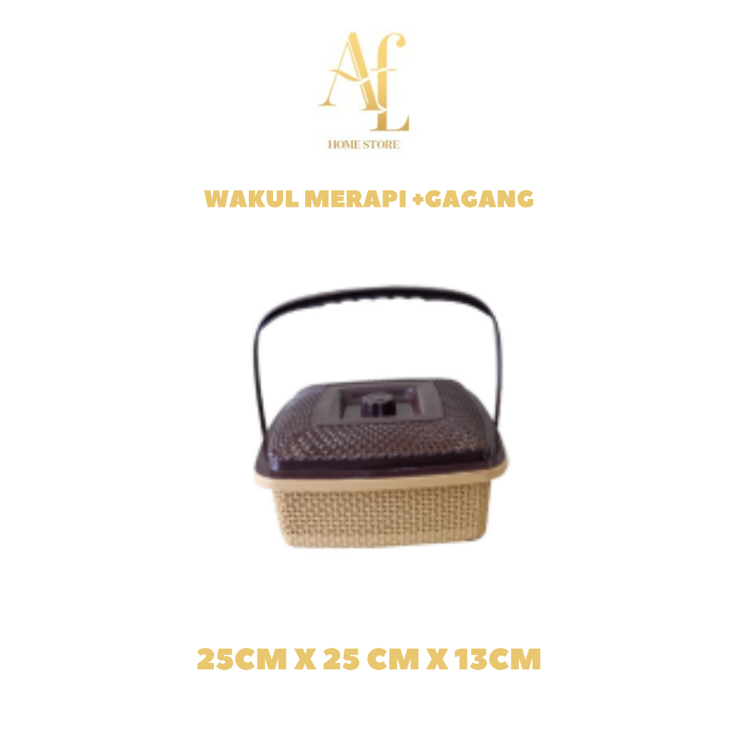 Wakul Plastik Anyaman Dengan Tutup + Gagang – Keranjang Serbaguna / Box Penyimpanan Rumah Tangga /Wa