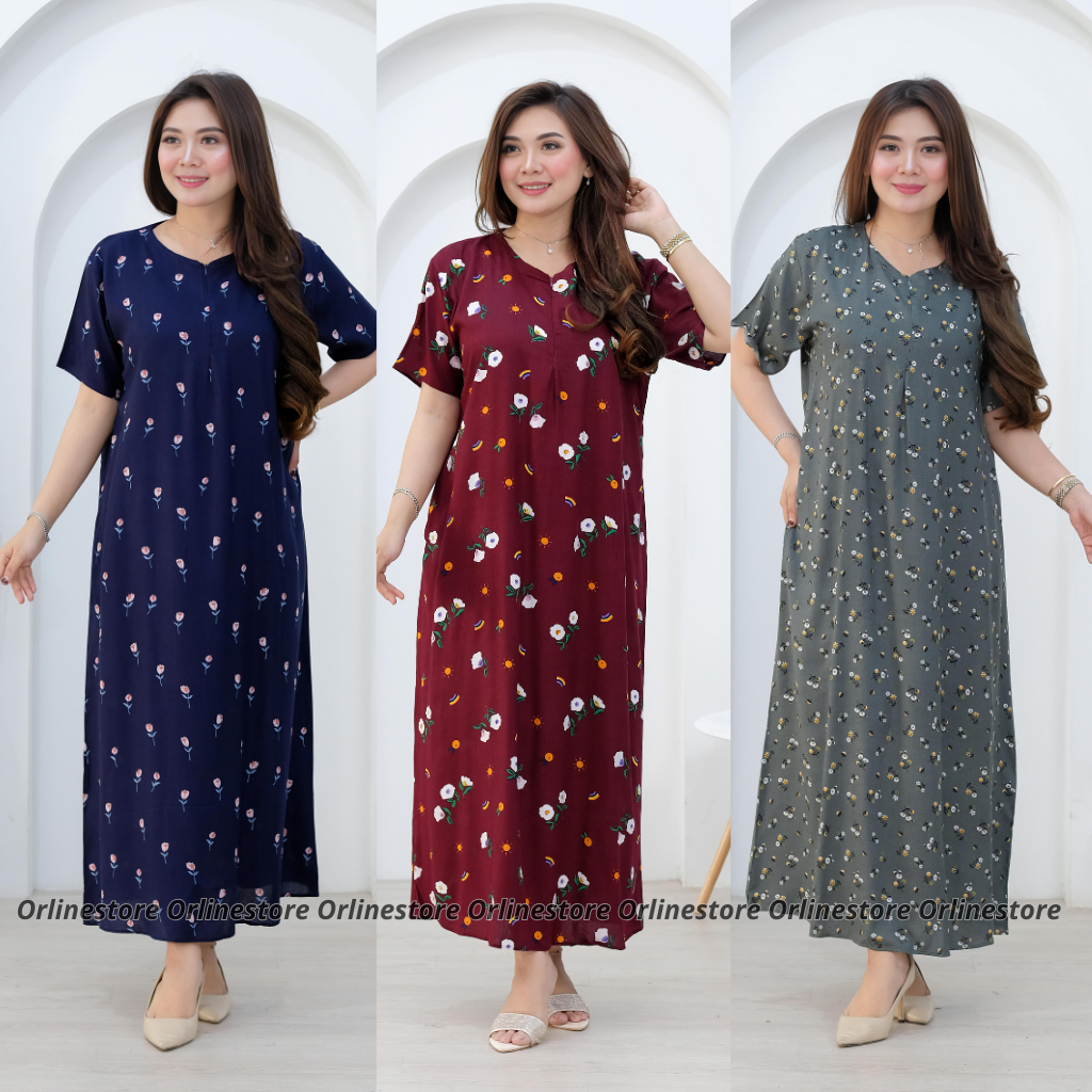 Daster Panjang Lengan Pendek Daster Jumbo Panjang Lengan Pendek