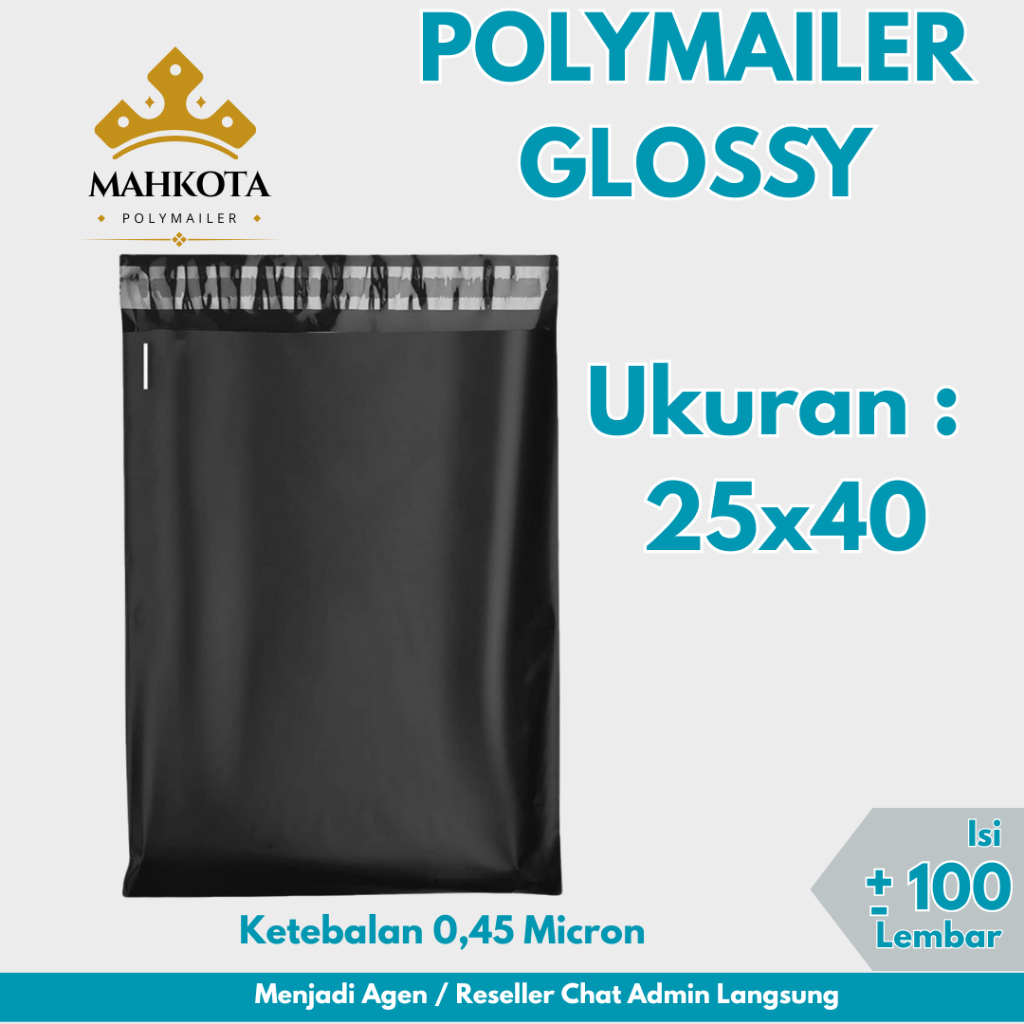 

Polymailer Glossy Premium 100 Lembar – Ukuran Sedang 25x40 – Packing Tebal, Lem Kuat, Waterproof