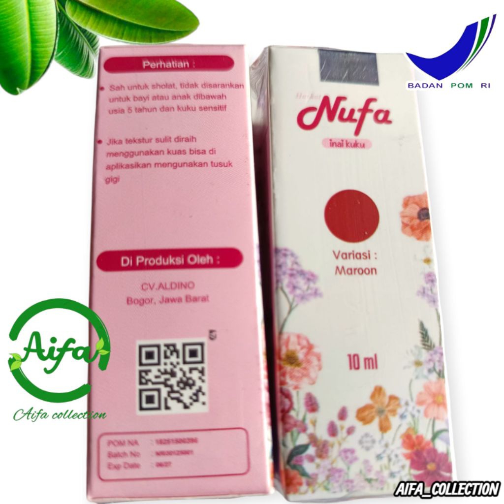 Nufa Hena Inai Kuku Maroon Halal Nail Henna Hitam Coklat