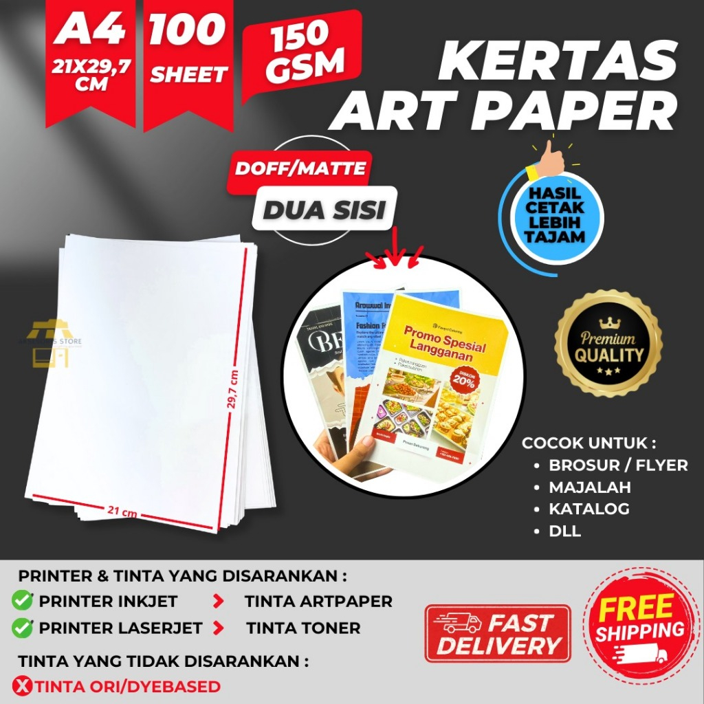 

KERTAS ART PAPER A4 150 GSM 2 SISI