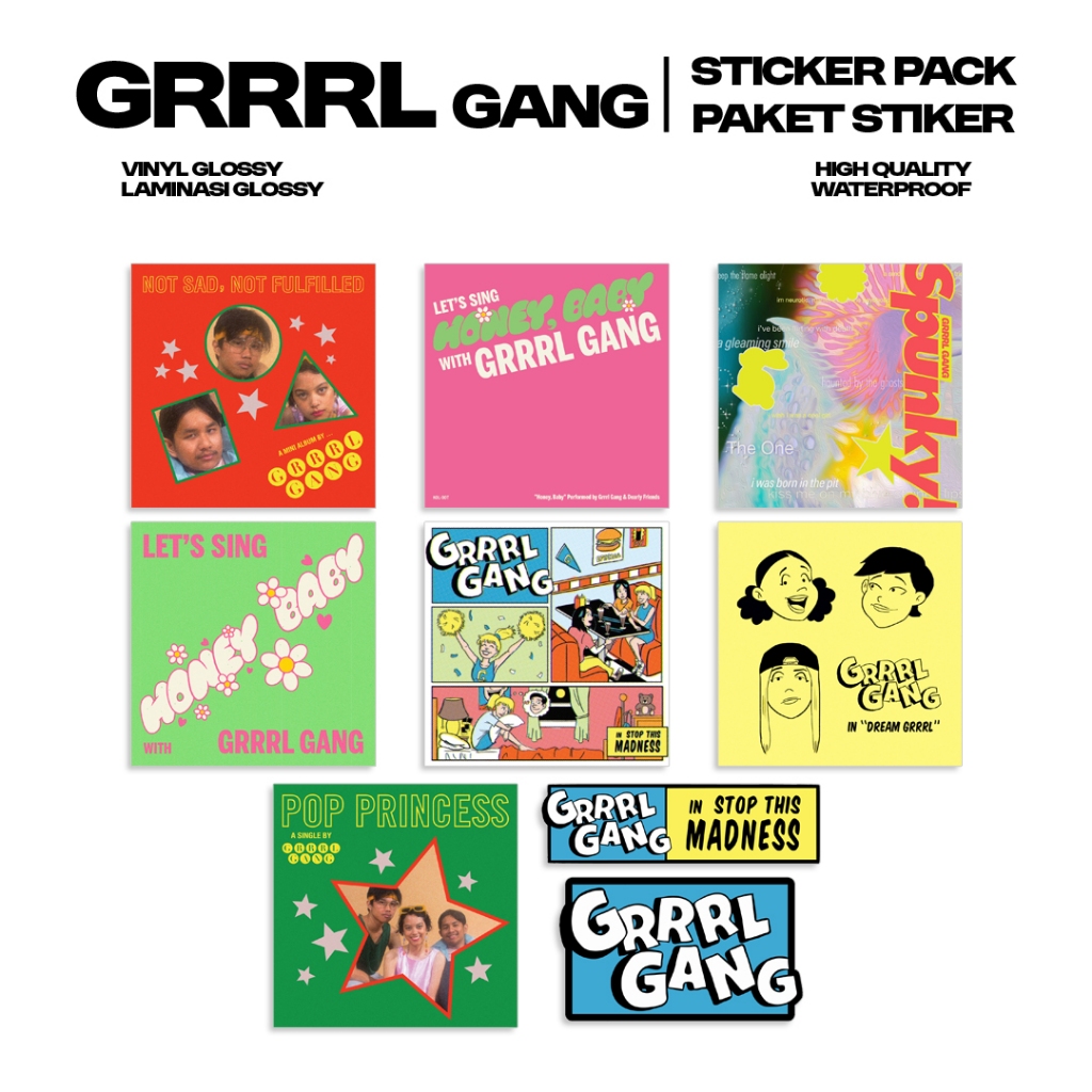 

Grrrl Gang-Sticker Pack | Stiker Band | Band Lokal Pop Punk Band Indie | Stiker Helm | Sticker vinyl