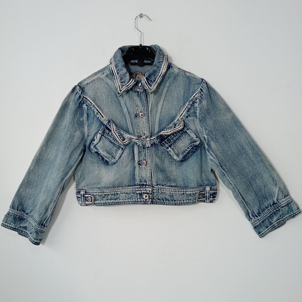 LYNT FASHION JACKET WANITA JEANS || JACKET JEANS KEREN SEMI CROP TOP || OUTER JACKET JEANS SOFT BLUE
