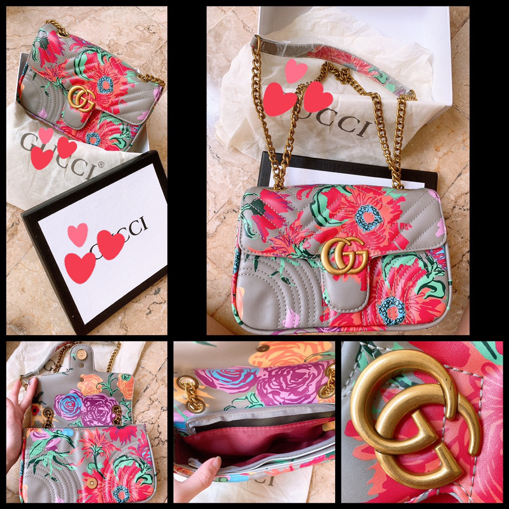 ‼️ OPEN NEGO‼️ GS GREY MARMONT FLOWER SHOULDER / SLINGBAG WITH BOXX