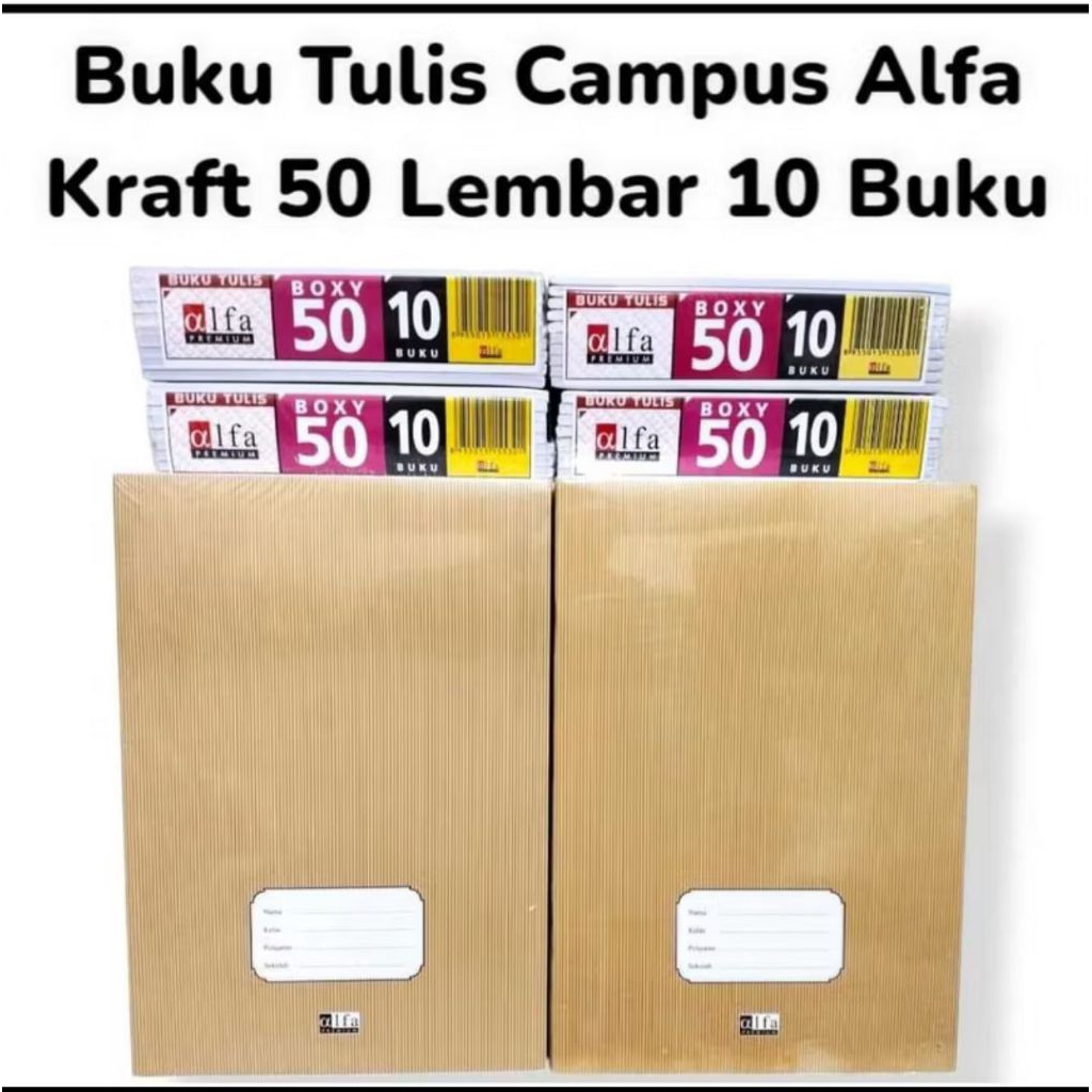 

(1 PACK) ALFA BUKU TULIS BOXY SAMPUL COKLAT 50LEMBAR | 1 PACK isi 10 Buku