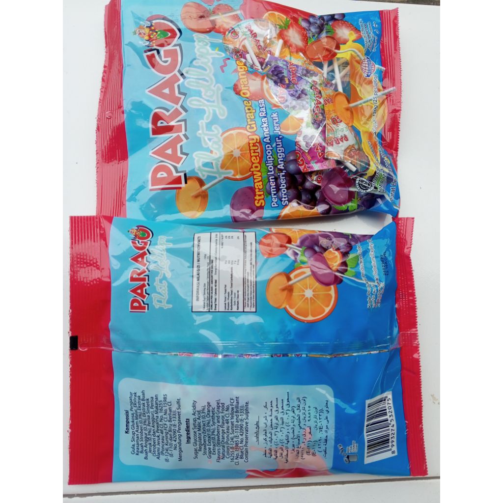 

flat parago flat lollipop aneka rasa buah, 1 pak isi 25 pcs