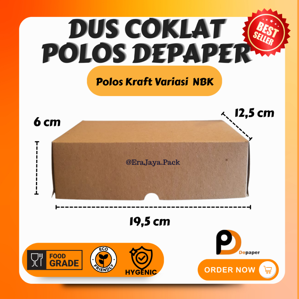 

[Min 25pcs] Dus Kue Polos Coklat Depaper Box Makanan Kraft Variasi NBk