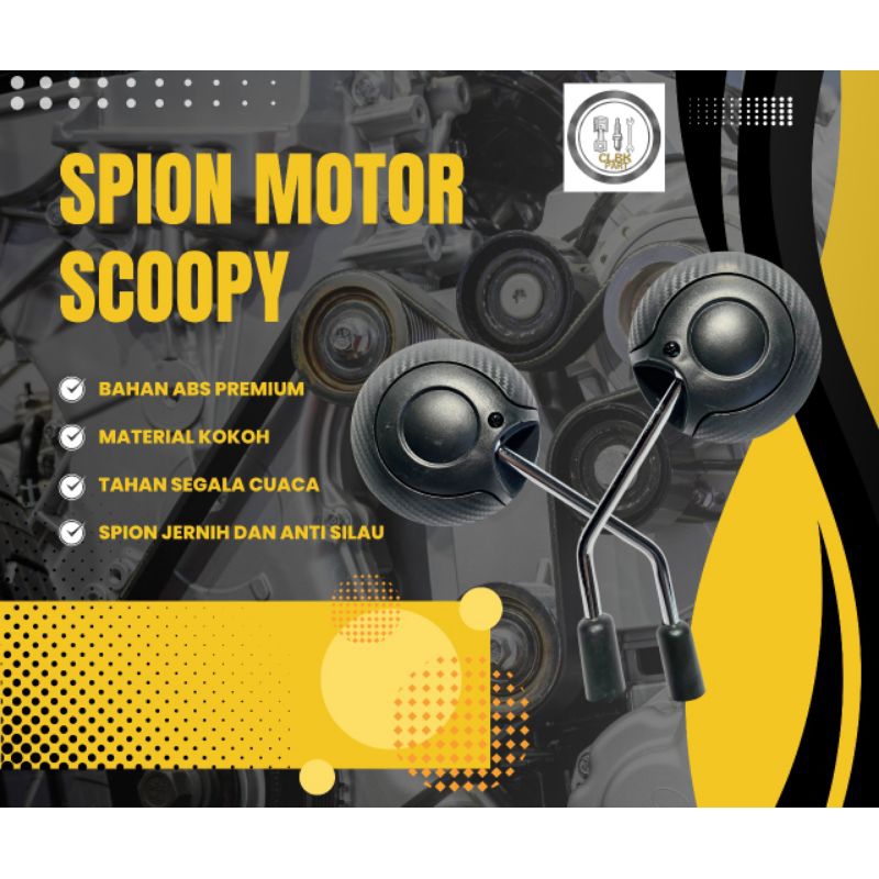 Kaca Spion Scoopy Carbon Original Standar OEM/ Spion Scoopy Carbon Kaca cembung