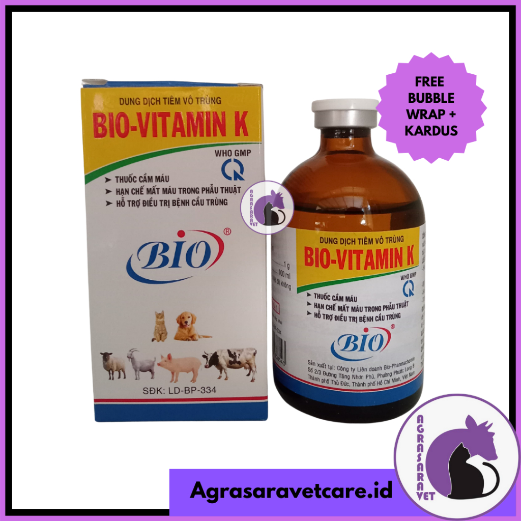 Bio Vitamin K 100ml – vitamin K khusus hewan LIKE HEMOSTOP K