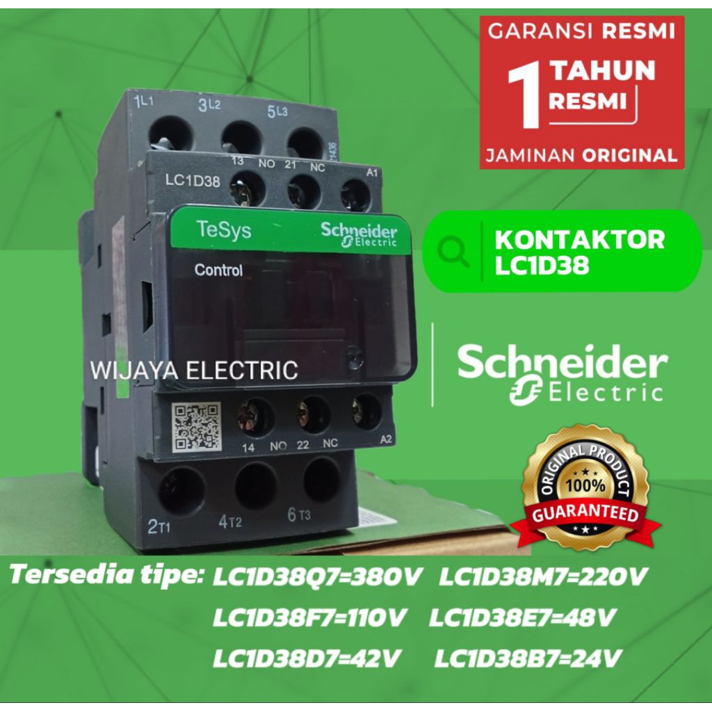 Kontaktor Contactor Schneider Original LC1D38 LC1D38B7 LC1D 38B7 24VAC 3phase 3P schneider original
