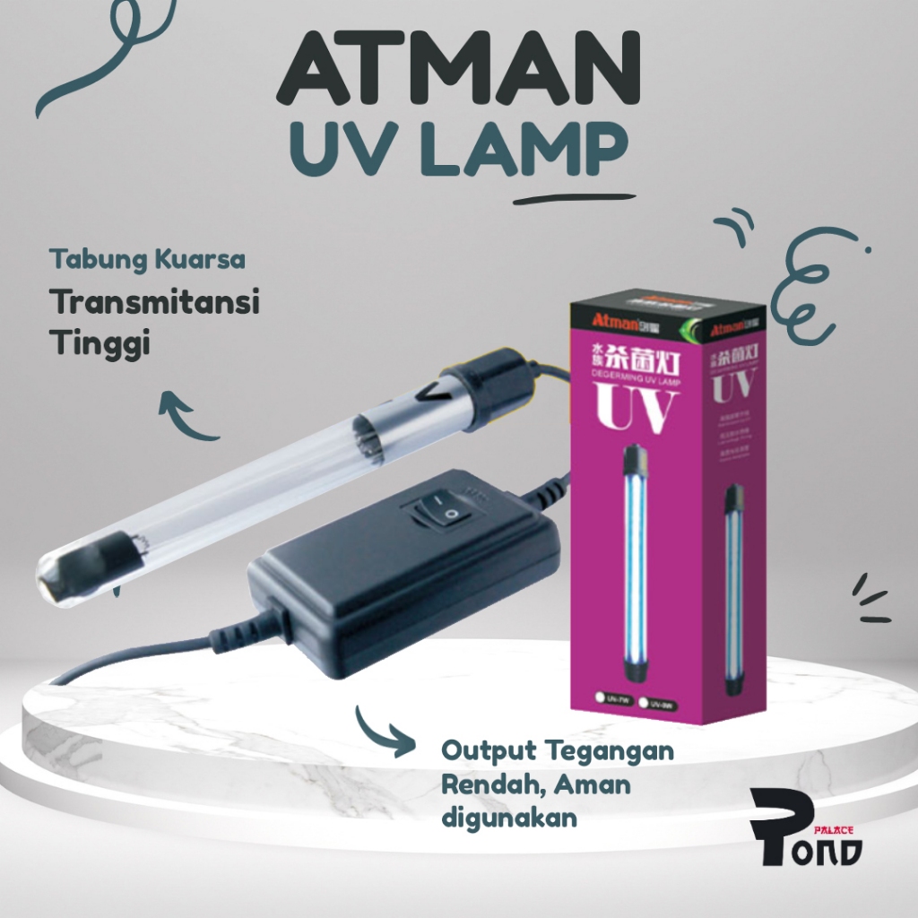 Lampu UV Penjernih Air Kolam Atman Ultraviolet Celup Kolam Koi