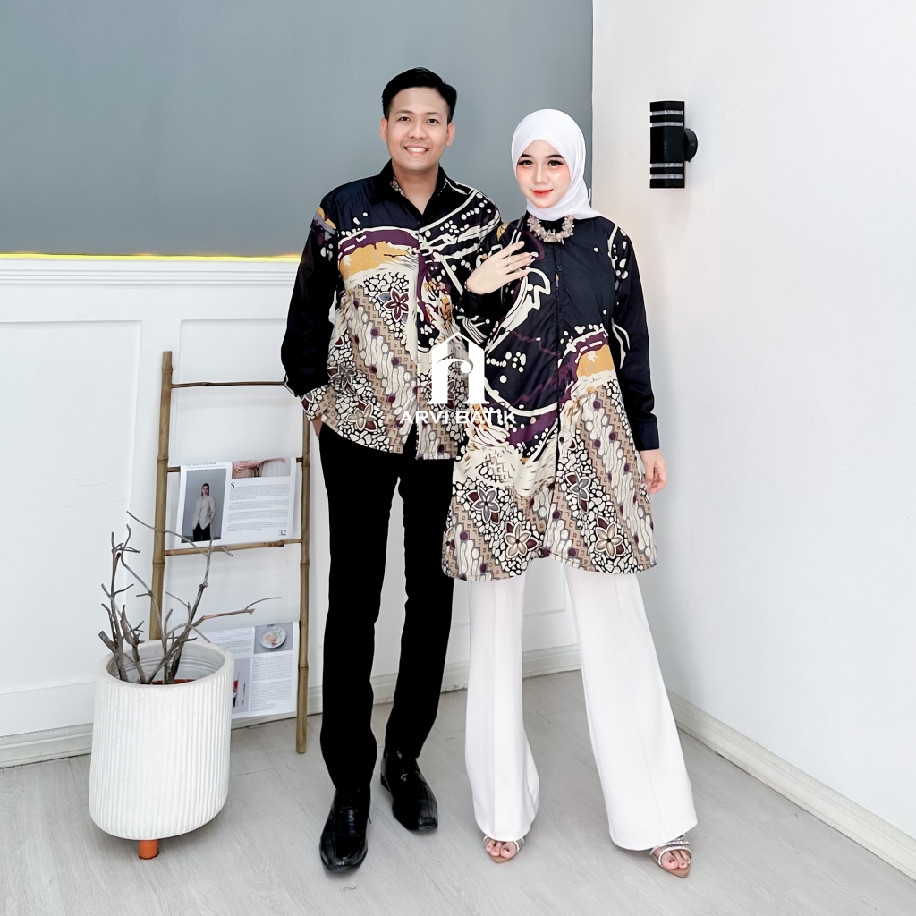 Couple Tunik Batik Modern Terbaru Seragam Batik Kantor Jumbo