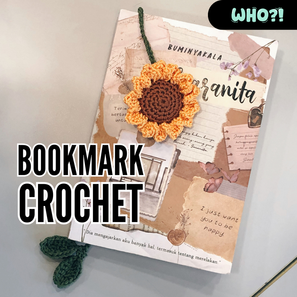 

WHO! | Bookmark Crochet | Sunflower Rajut Handmade | Pembatas Buku 2in1 Bunga Matahari Keychain Bagcharm