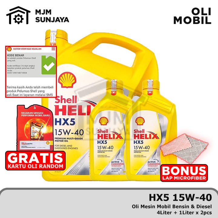 (PROMO) BERKUALITAS OLI MESIN SHELL HELIX HX5 SAE 15W-40 6 LITER SCAN BARCODE BENSIN SOLAR DIESEL