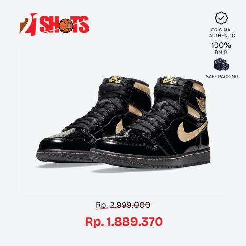 AIR JORDAN 1 RETRO HIGH "BLACK METALLIC GOLD" SEPATU SNEAKERS PRIA ORI