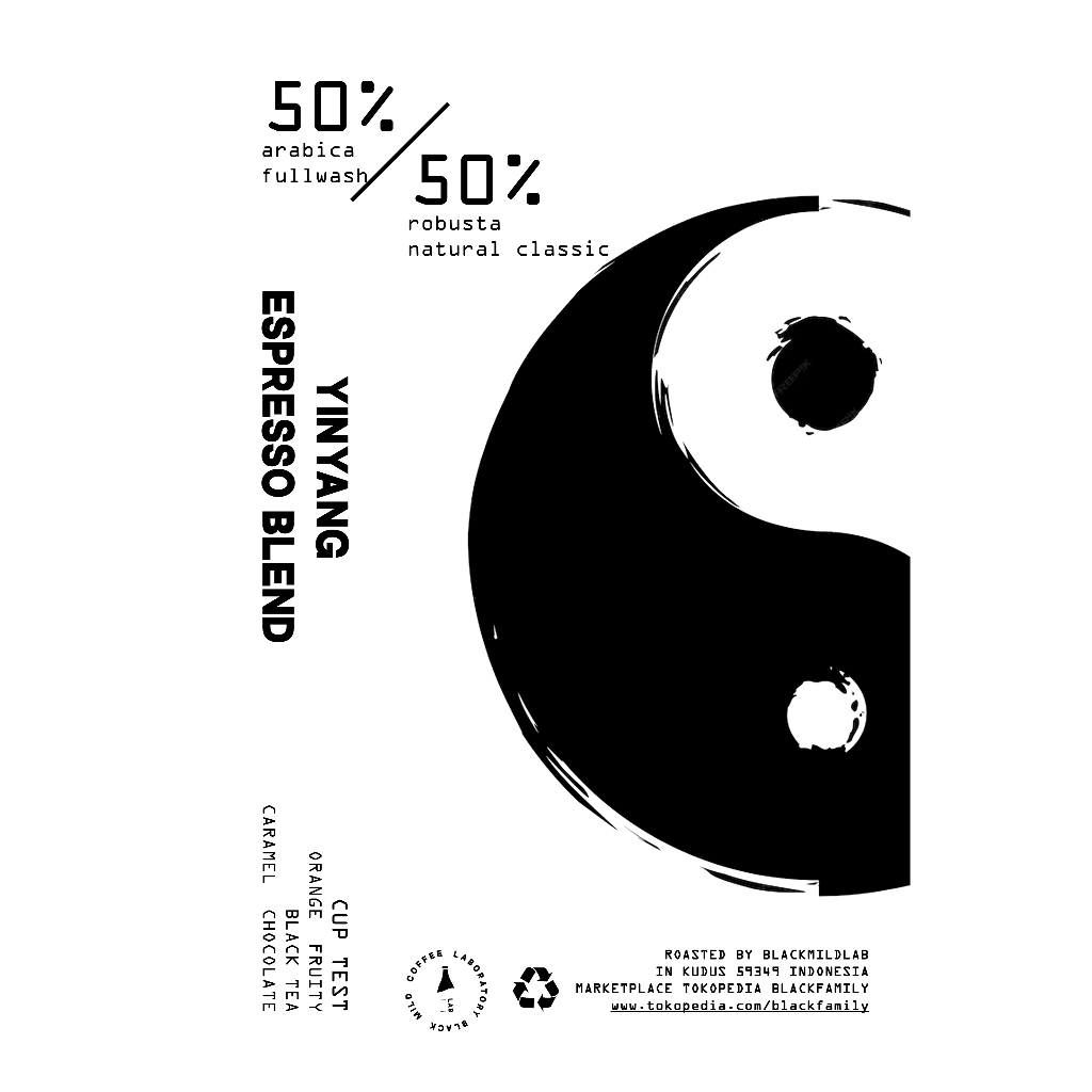 

Biji Kopi Blend Espresso Yin Yang 50 Robusta 50 Arabika Roasted Beans Espresso Coffee