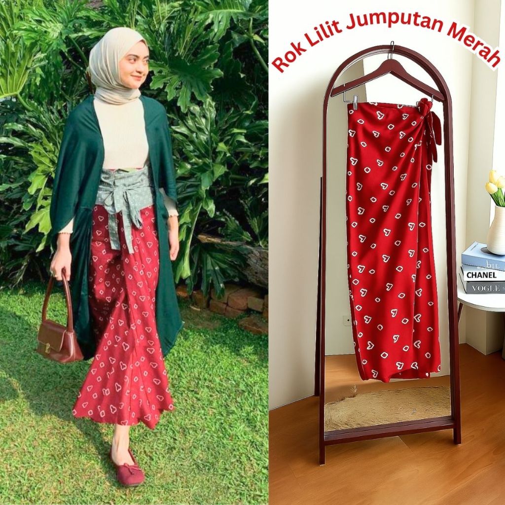 PROMO.. Rok Lilit Batik Jumputan/Bawahan Wanita Batik Jumputan/Kain Lilit Jumputan Merah