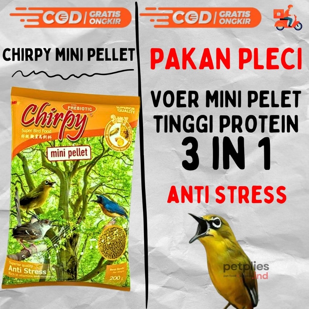 SEMPATI CHIRPY MINI PELLET 3 IN 1 FORMULA KUNING MATAHARI SAKTI PAKAN BURUNG PLECI CIBLEK KOLIBRI PR