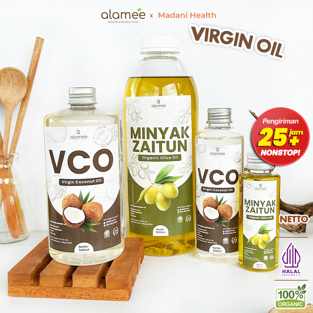 

ALAMEE Virgin Coconut Oil Minyak Zaitun Kelapa Murni Extra VCO Dapat Di minum Di masak Organik 1Ltr