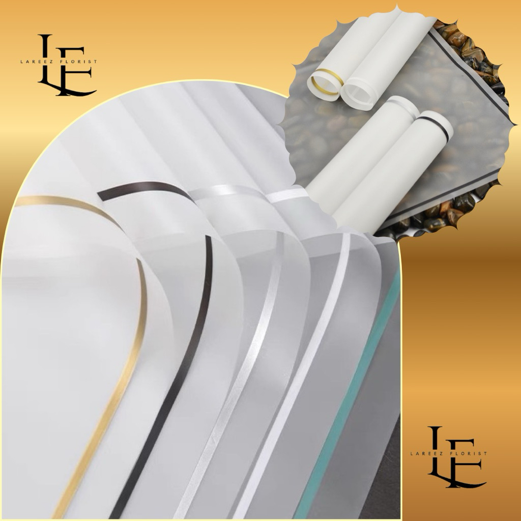 

[1 PACK/ 20 LEMBAR] Flower Wrapping Paper Transparant Doff List Gold Silver Cellophane Waterproof Kertas Bungkus Pembungkus Bouquet Bunga Bening Emas Anti Air