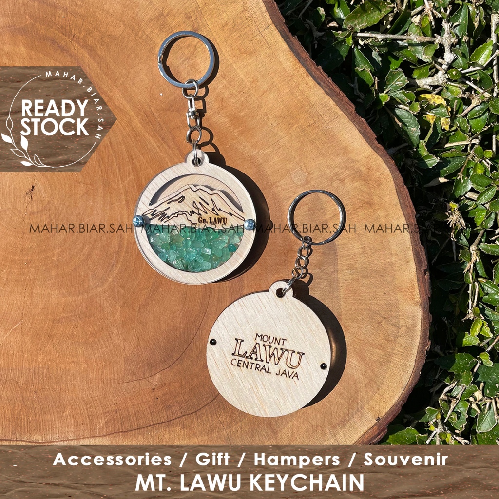 RS MT. LAWU Keychain / Mountain Keychain / Gantungan Kunci Kayu & bunga / Gunung Lawu / Gift / Souve