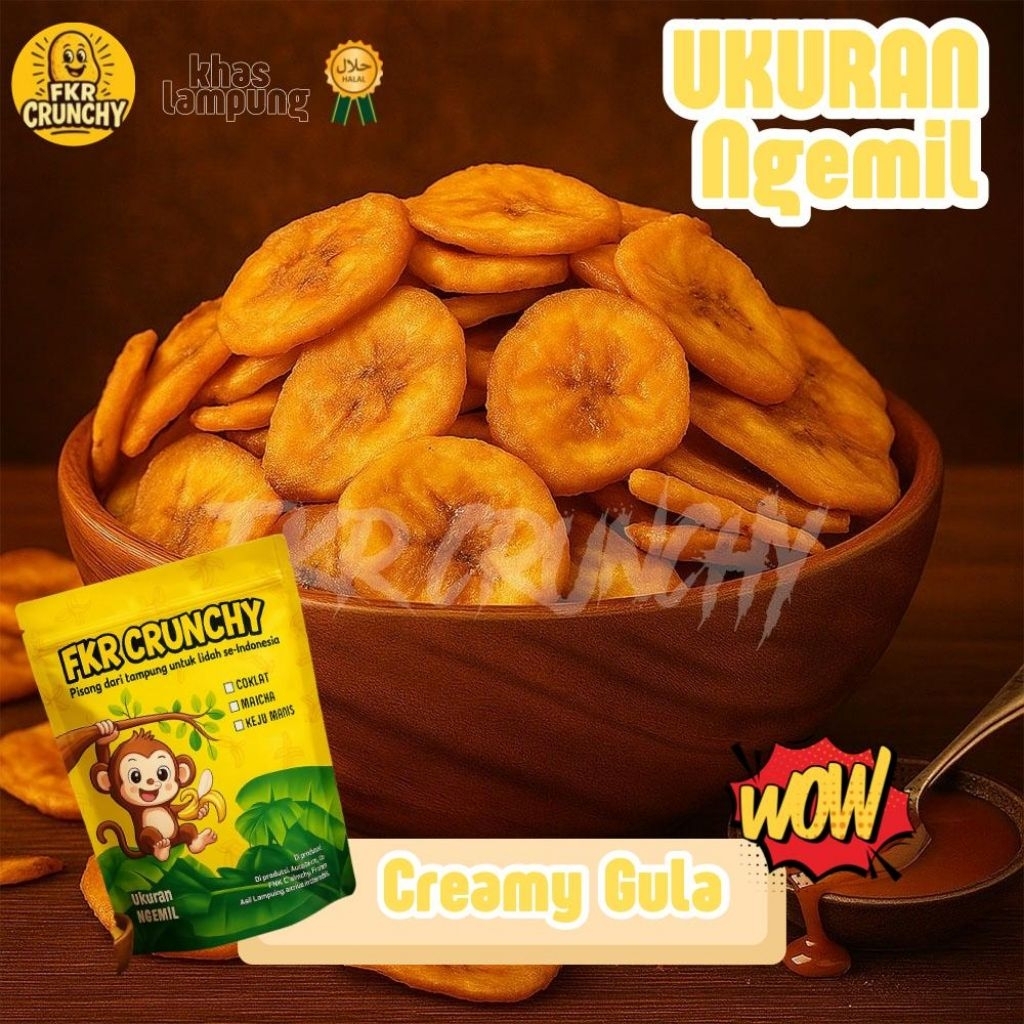 

Keripik Pisang Rasa Creamy Gula FKR CRUNCHY | Manis, Renyah & Bikin Nagih Khas Lampung
