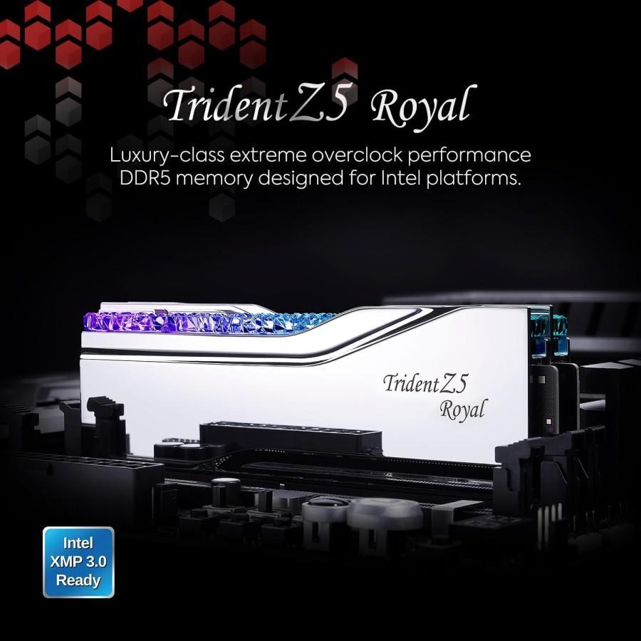 GSKILL TRIDENT Z5 ROYAL SILVER DDR5 64GB ( 2x32GB ) PC5-51200 6400MHz | F5-6400J3239G32GX2-TR5S