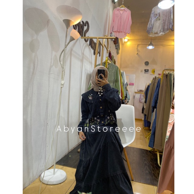 one set jeans wanita terbaru/setelan rok jeans motif import