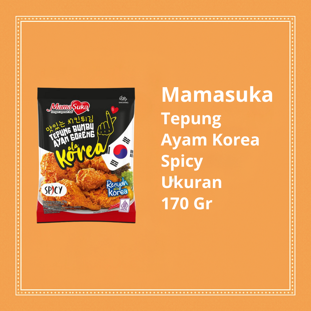

Mamasuka Tepung Bumbu Ayam Goreng Korea Spicy 170gr - Tepung Ayam Pedas Khas Korea Siap Pakai
