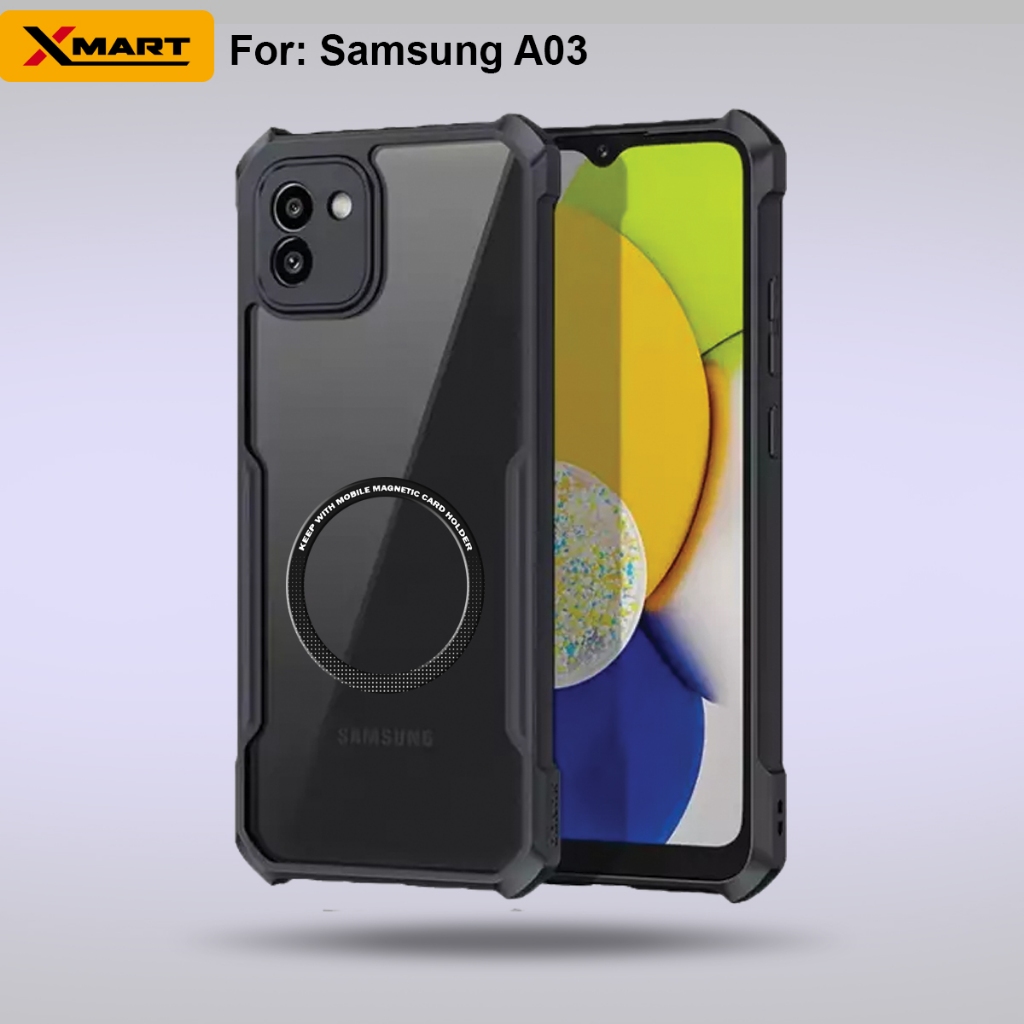 Case Samsung A03 Softcase With Ring Magnetic Casing Transparen Armor Fushion