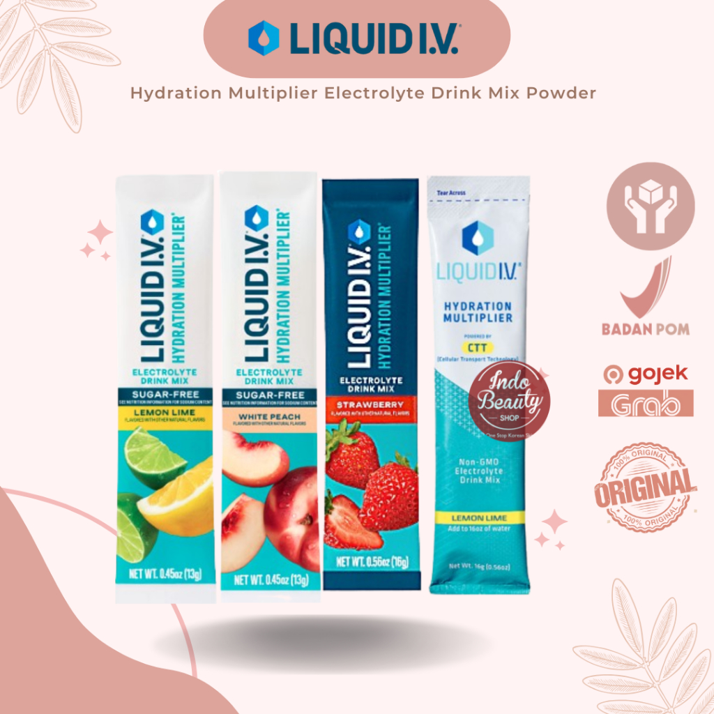 

[ORI USA] LIQUID IV Hydration Multiplier Electrolyte Drink Mix Powder Lemon Lime-lemon Lime Sugar Free - White Peach sugar Free - Strawberry 1 Sachet I.V.