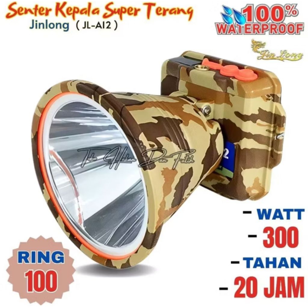 jinlong jl-a12 // JL-A11 senter kepala 300watt jumbo ring 100 tahan 20jam super terang sorot jauh wa