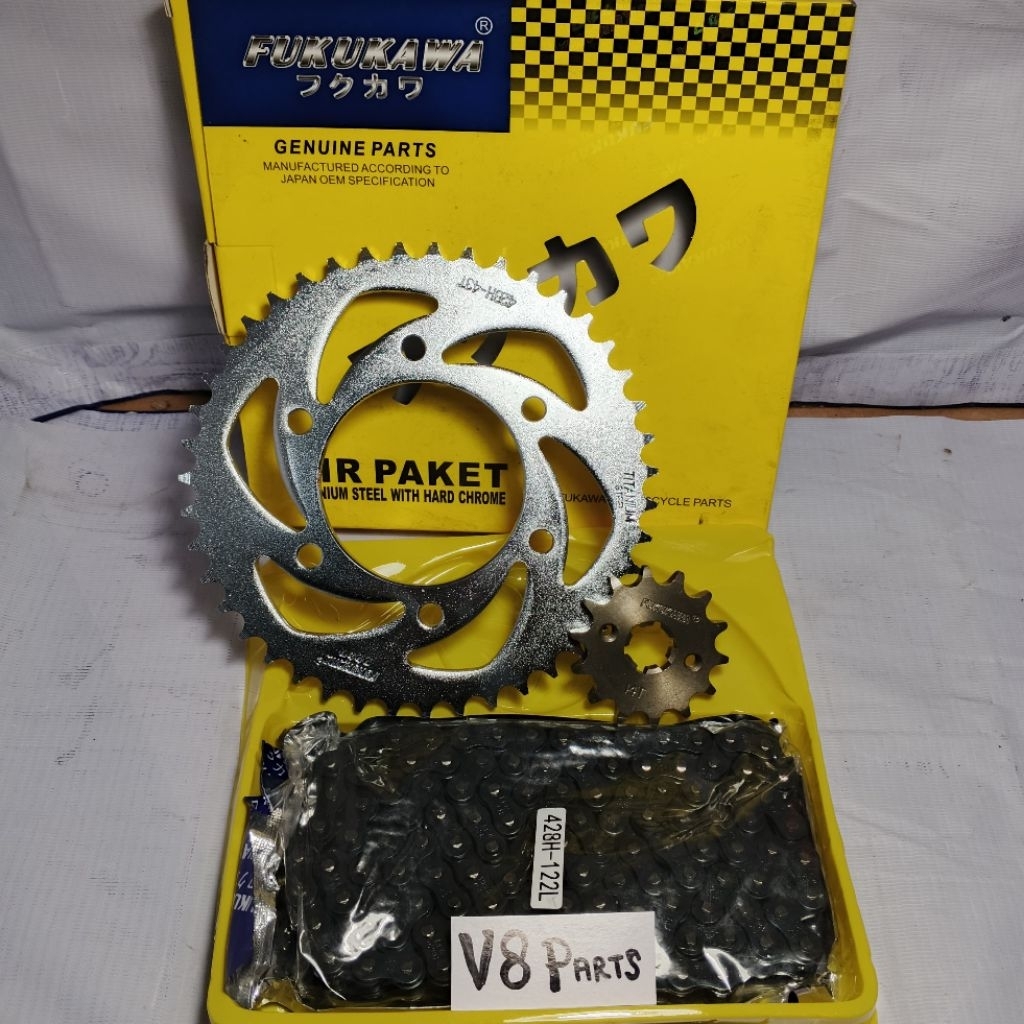 Gear Set Vixion New Fukukawa ORIGINAL 428H-122L 43T-14T Gir Paket / Gir Set (NVL) Vixion Led