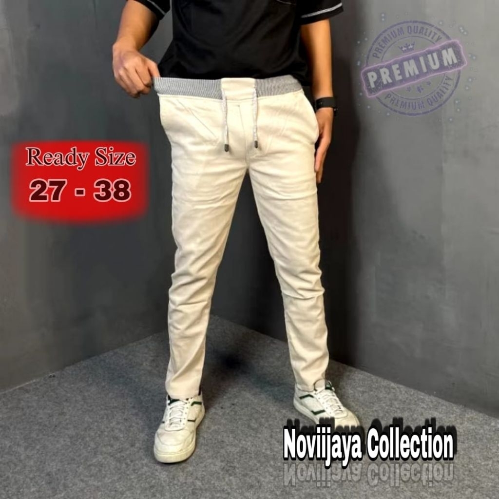 Celana Chino Panjang Pria Pinggang Karet Celana Chino Rip Ban Pinggang Panjang Celana Chino Panjang 