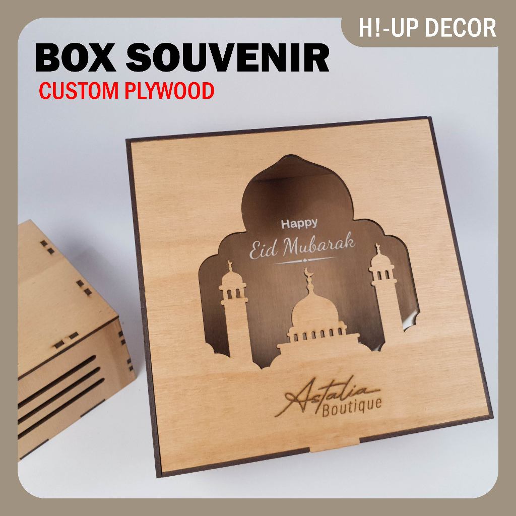 

Box Hampers Kotak Kado Custom Tema Islami Bahan Kayu Plywood