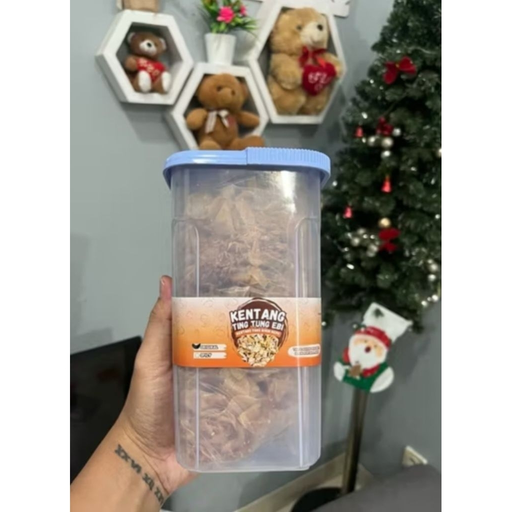 

250 gram Free Toples Kentang Ting Tung Ebi Keripik Kentang Dengan Ebi Premium Bawang Goreng Pedas Dan Original Gurih Enak Cemilan Lauk Murah Nagih Khas Tangerang Banten